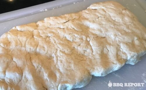 Flattened biscuit dough