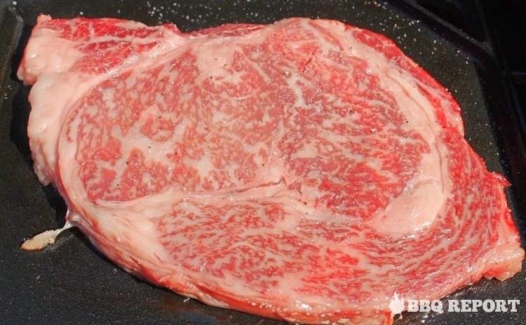 Wagyu on griddle Wagyu on griddle