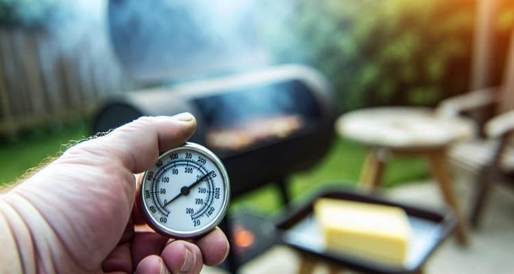 Monitoring temperature with analog thermometer while cold smoking cheese Monitoring temperature with analog thermometer while cold smoking cheese