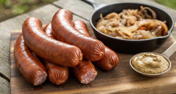 Juicy Smoked Brats with Beer Onions and Perfect Snap